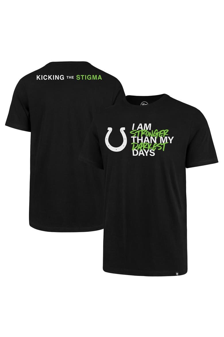 I am Stronger Than My Darkest Days Kicking the Stigma T-Shirt Unisex '47 Black Indianapolis Colts, Main, color, Black