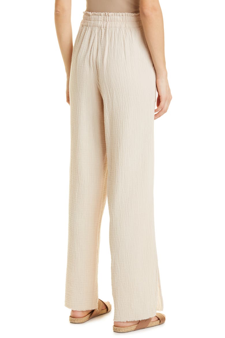 Leon Crinkled Cotton Pull-On Pants, Alternate, color, FLAX