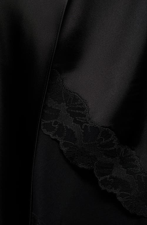 Mango Asymmetric Satin Skirt In Black