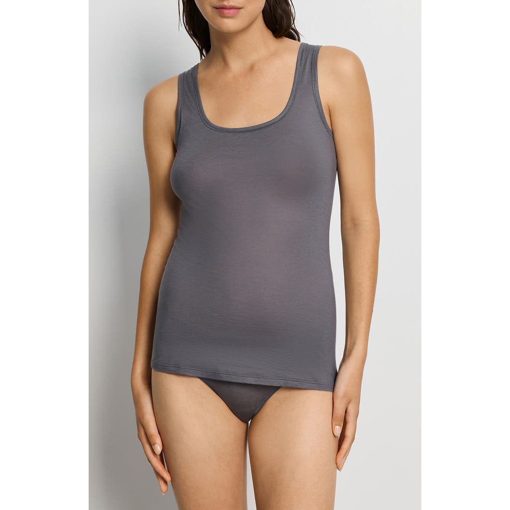 Hanro Ultralight Cotton Tank Top in Mercury at Nordstrom, Size Large