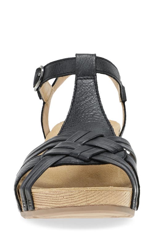 Dansko Tia Ankle Strap Platform Wedge Sandal In Black Milled Nubuck
