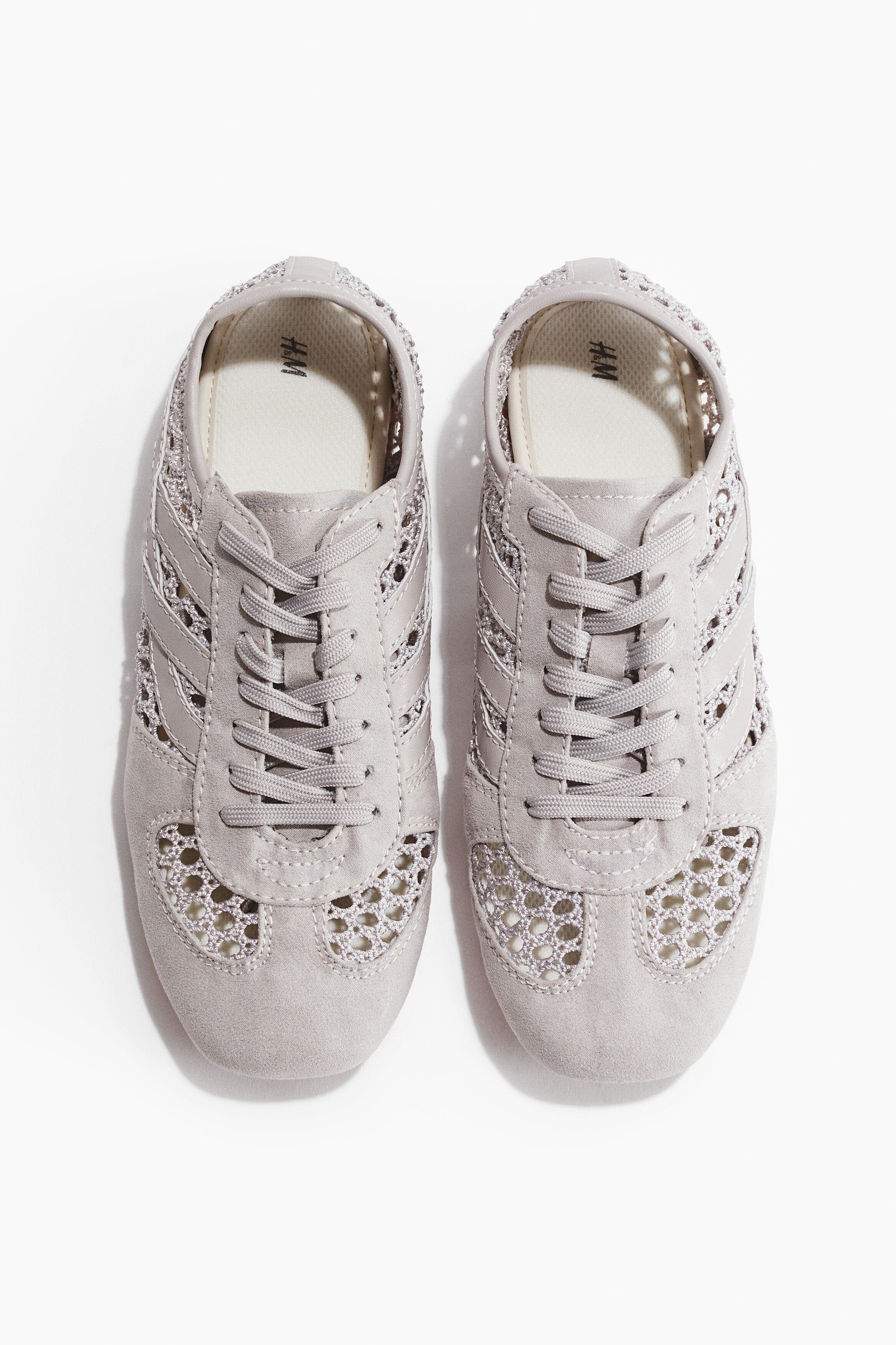 H&M Crochet-look Trainers, Alternate, color, Light Gray