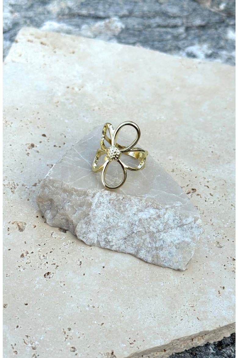 Flower Outline Ring, Alternate, color, GOLD