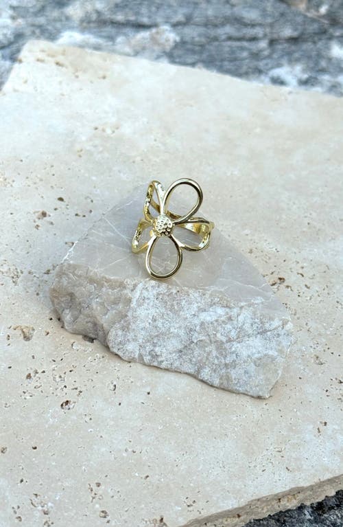 Adornia Gold Plated Flower Outline Ring In Gold