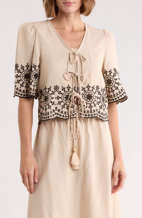 Eyelet Embroidered Tie Top