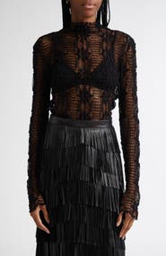 Ulla Johnson Amal Floral Lace Mock Neck Top