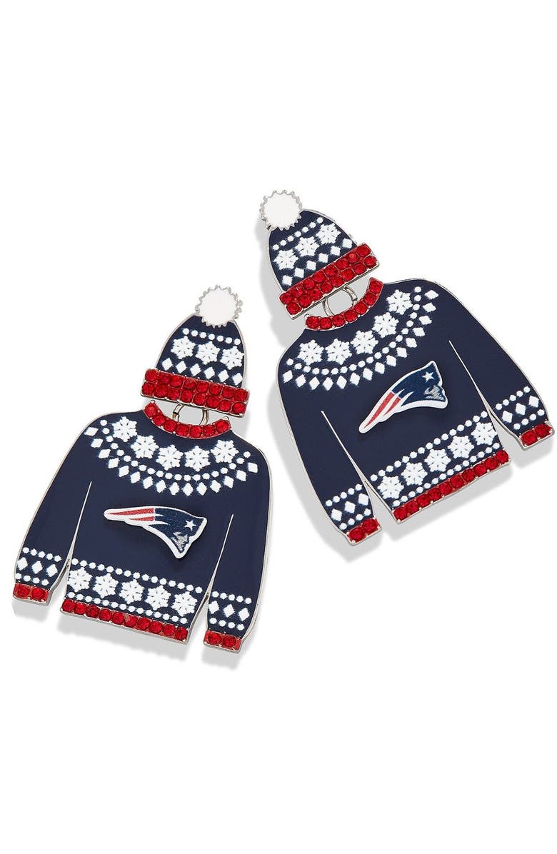 BaubleBar Women's BaubleBar New England Patriots Sweater Earrings, Main, color, Navy