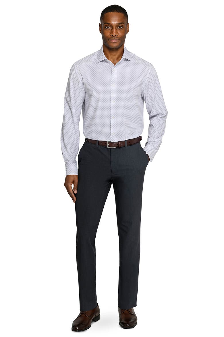 Double Diamond Slim Fit Performance Dress Shirt, Alternate, color, WHITE/ SILVER
