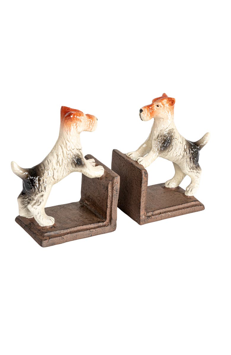 Storied Home Cast Metal Jack Russell Terrier Bookends, Multicolor, Main, color, Brown