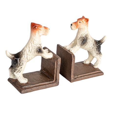 Cast Metal Jack Russell Terrier Bookends, Multicolor