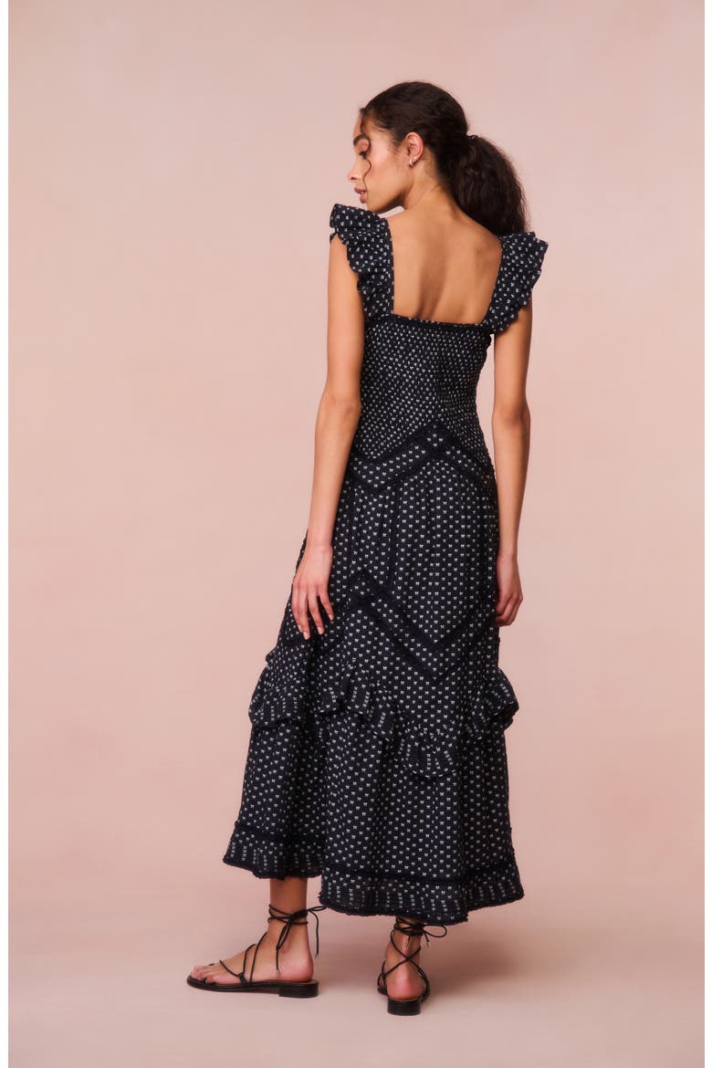 Brin Flutter Sleeve Tiered Maxi Sundress, Alternate, color, MIDNIGHT SNOWFALL