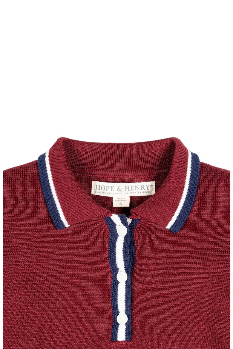 Girls' Organic Henley Sweater Dress, Toddler, Alternate, color, Oxblood with Tipping