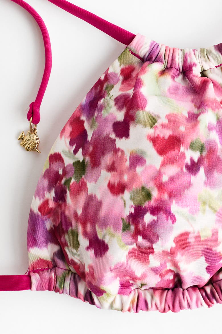 Padded Triangle Bikini Top, Alternate, color, Pink/floral