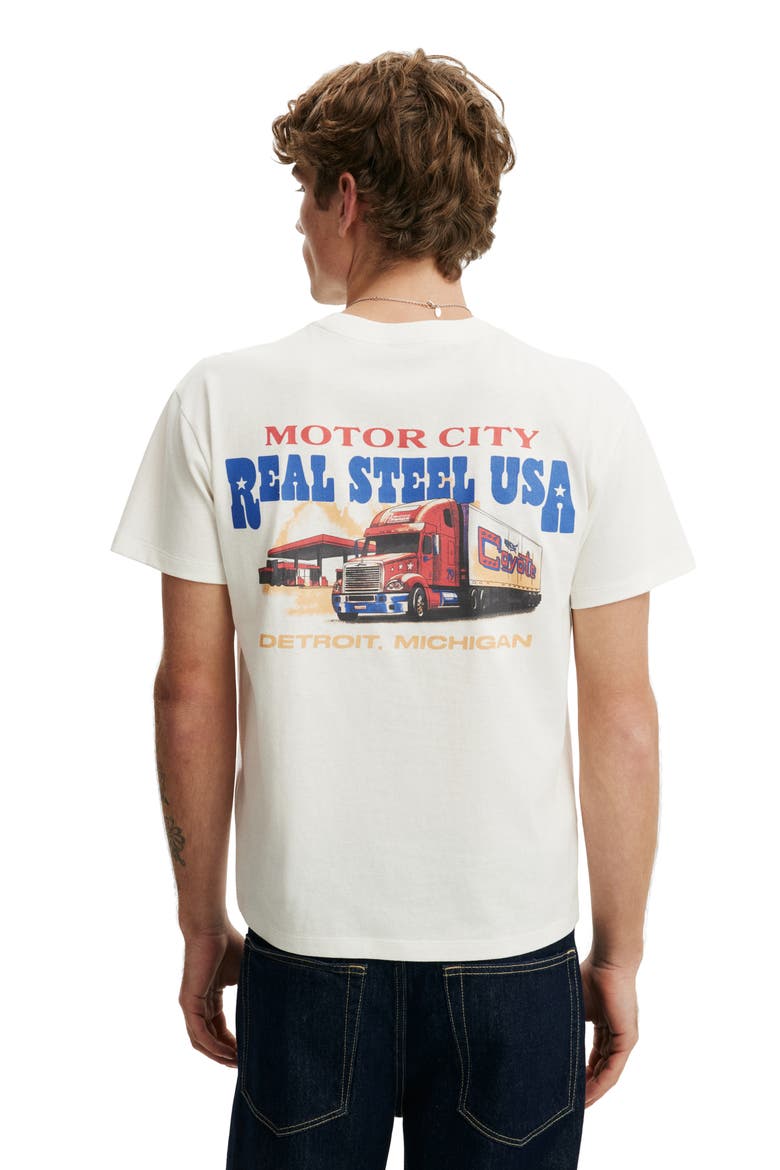 Men's Fitted Graphic T-Shirt, Alternate, color, Vintage White  Real Steel