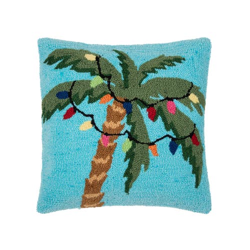 C & F Home C&f Home Christmas Palm Tree W/ Lights Hooked Accent Throw Pillow, 18" X 18" In Blue