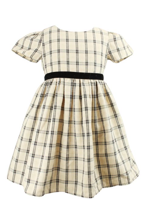 Plaid Flutter Sleeve Cotton Dress (Baby)