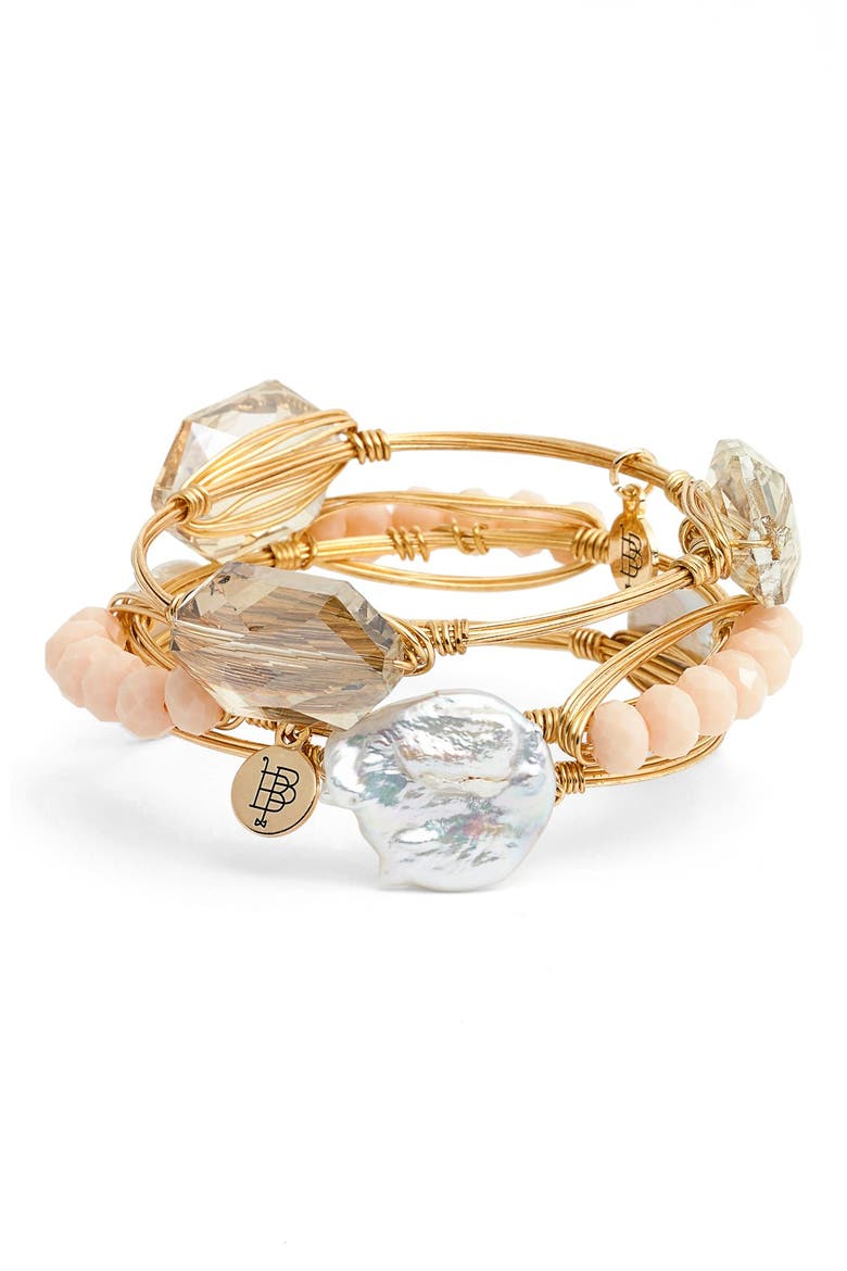 Bourbon & Boweties Champagne Stone Bracelets, Main, color, PEARL/ CREAM/ CHAMPAGNE