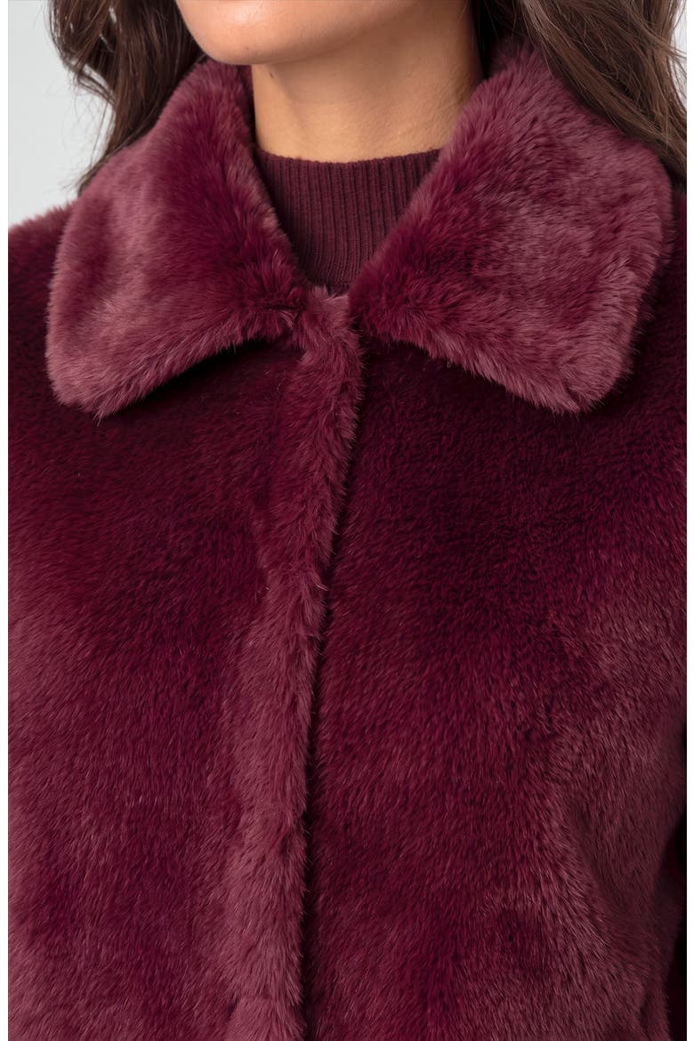 Faux Fur Jacket, Alternate, color, DARK OXBLOOD