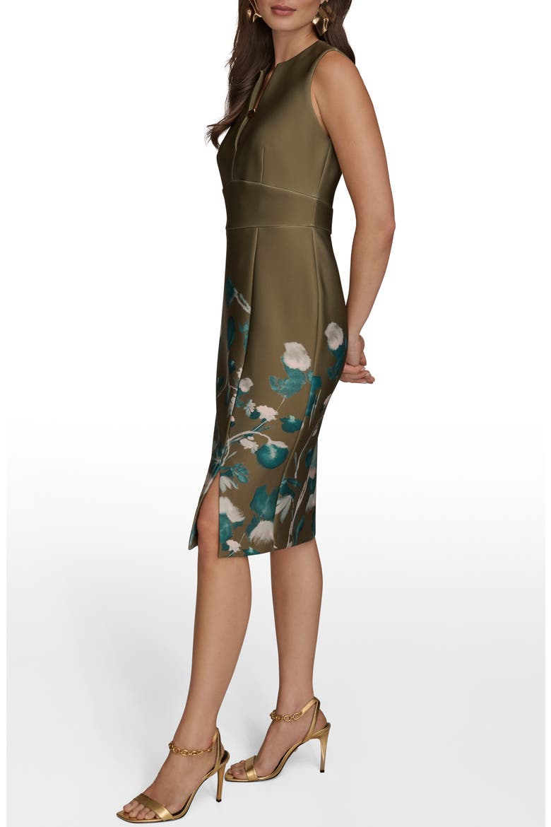 Floral Print Sleeveless Sheath Dress, Alternate, color, ANTIQUE GREEN