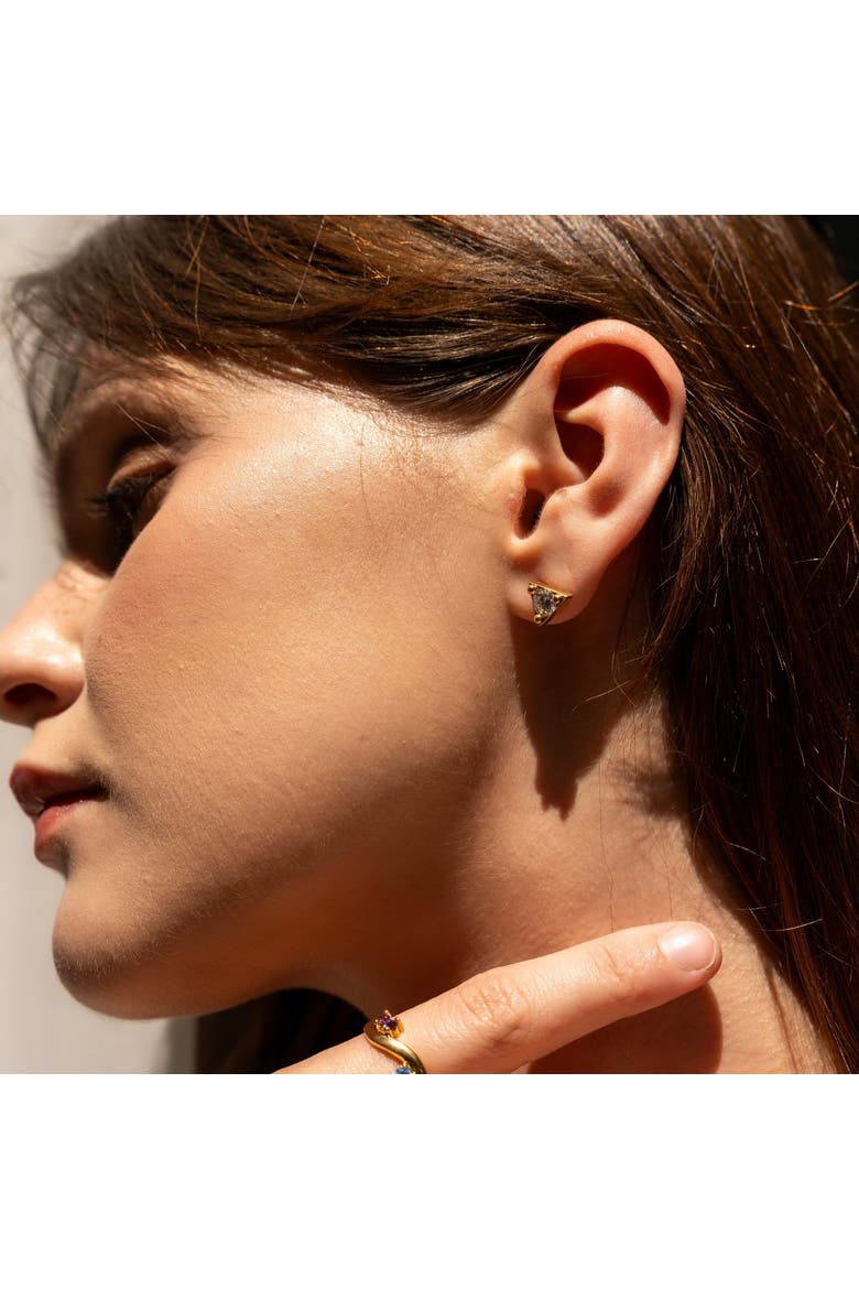 Triangle Sterling Silver Stud Earring, Alternate, color, Gold