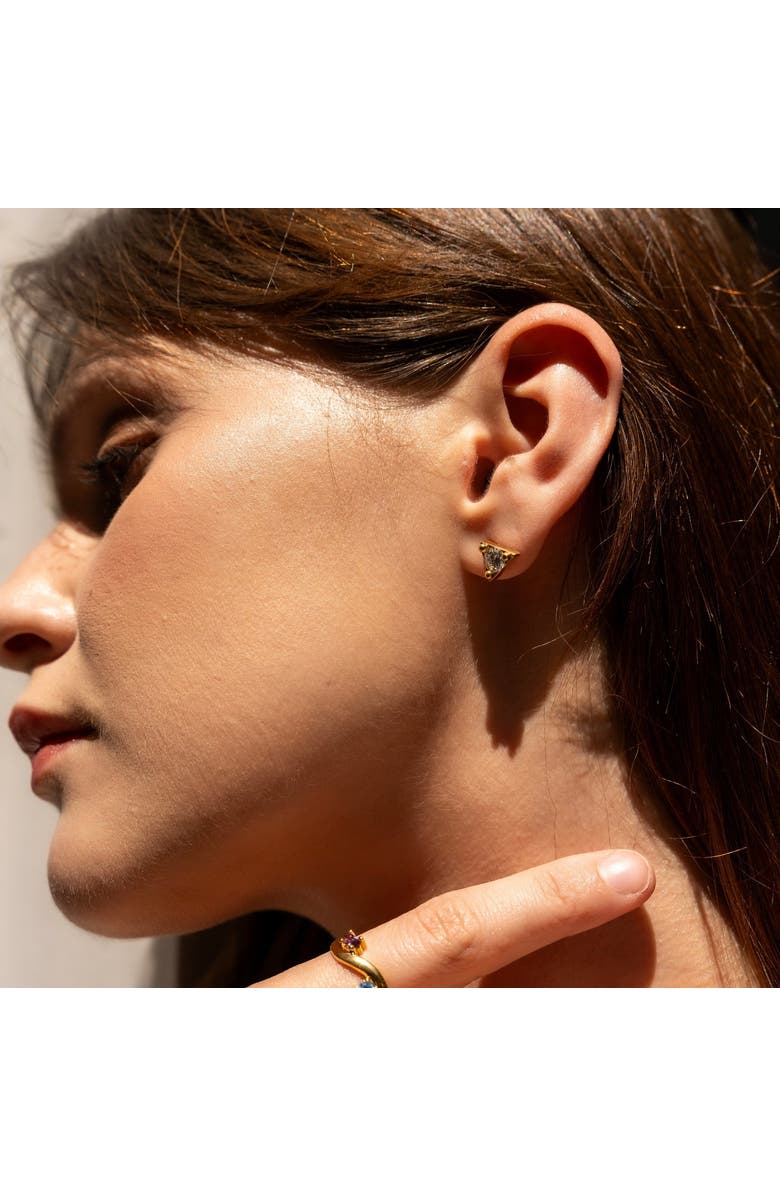 Spero London Triangle Sterling Silver Stud Earring, Alternate, color, Gold