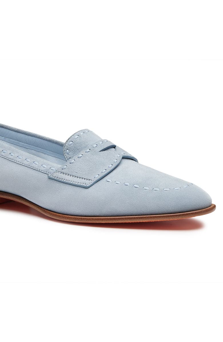 Santoni Women's Suede Penny Loafer, Alternate, color, Blue