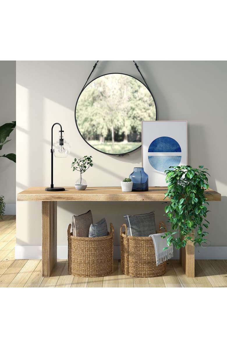 HUDSON AND CANAL Verona Blackened Bronze Arc Table Lamp with Seeded Glass Shade, Alternate, color, 
