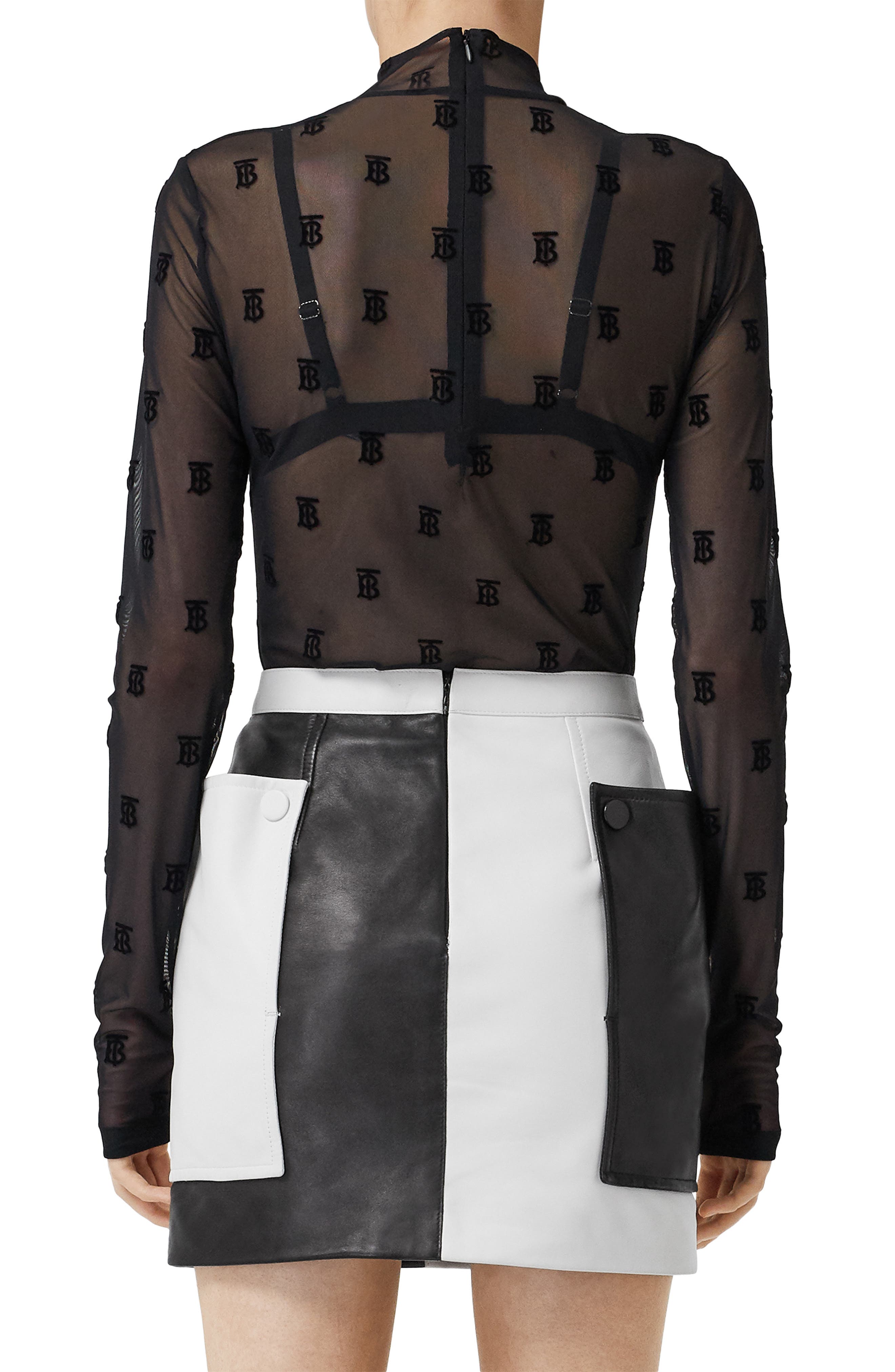 Burberry Trancura Flocked Monogram Mesh Top (Women) | Nordstromrack