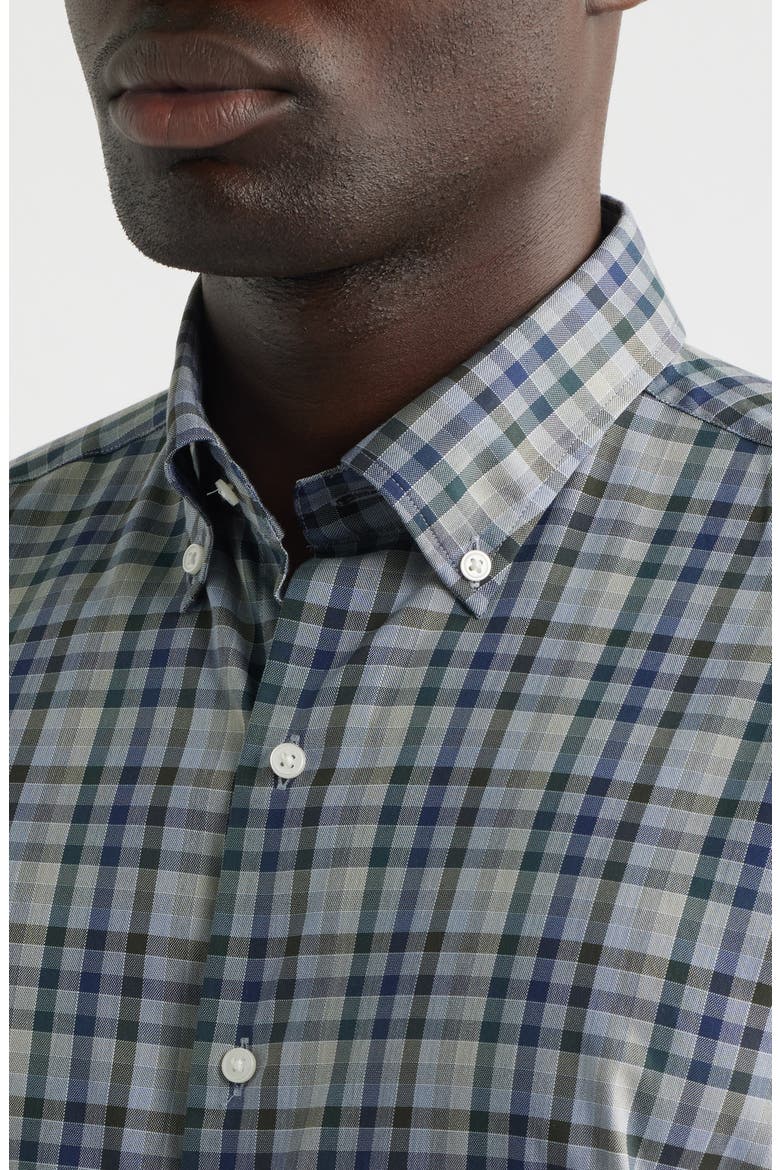 Swope Plaid Performance Twill Button-Down Shirt, Alternate, color, DARK OLIVE