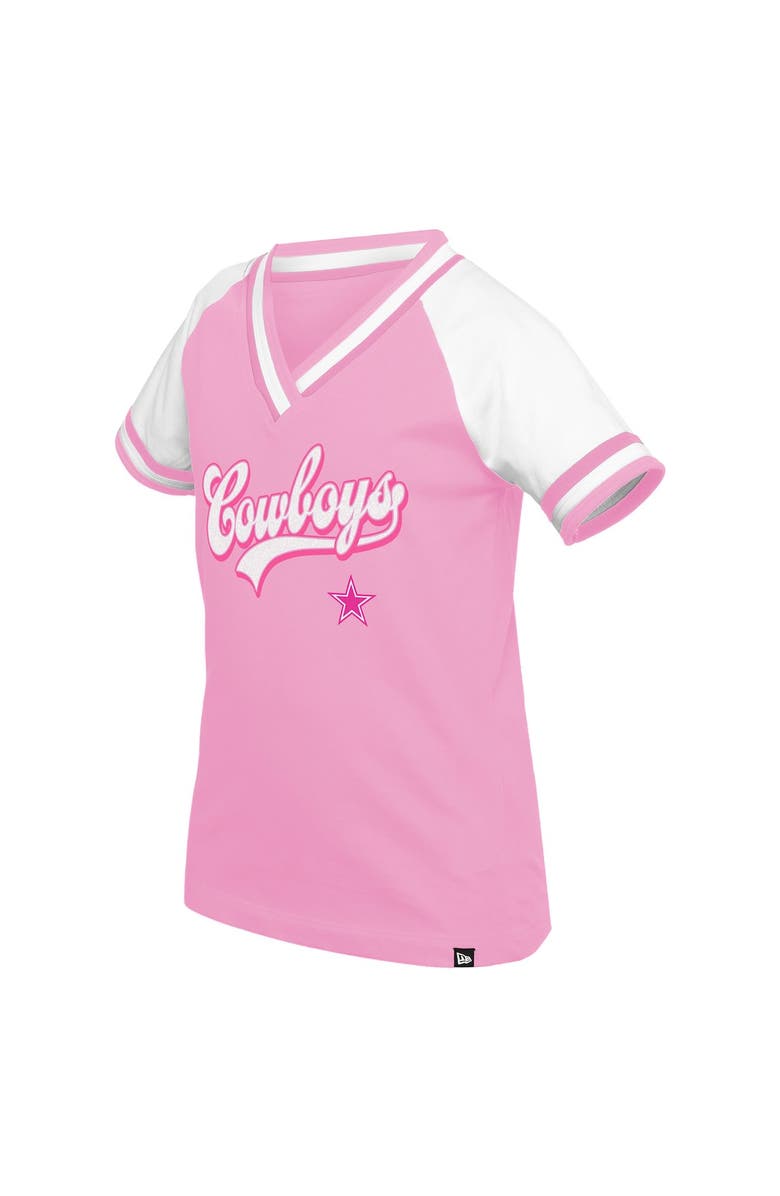 New Era Girl's Youth New Era  Navy Dallas Cowboys Mommy & Me Multiplier Raglan V-Neck T-Shirt, Alternate, color, 