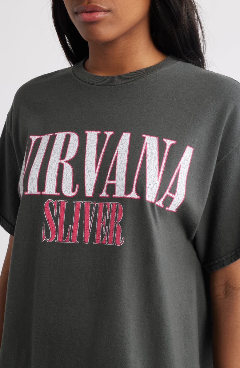 Merch Traffic Nirvana Silver Cotton Graphic T-Shirt, Alternate, color, Charcoal