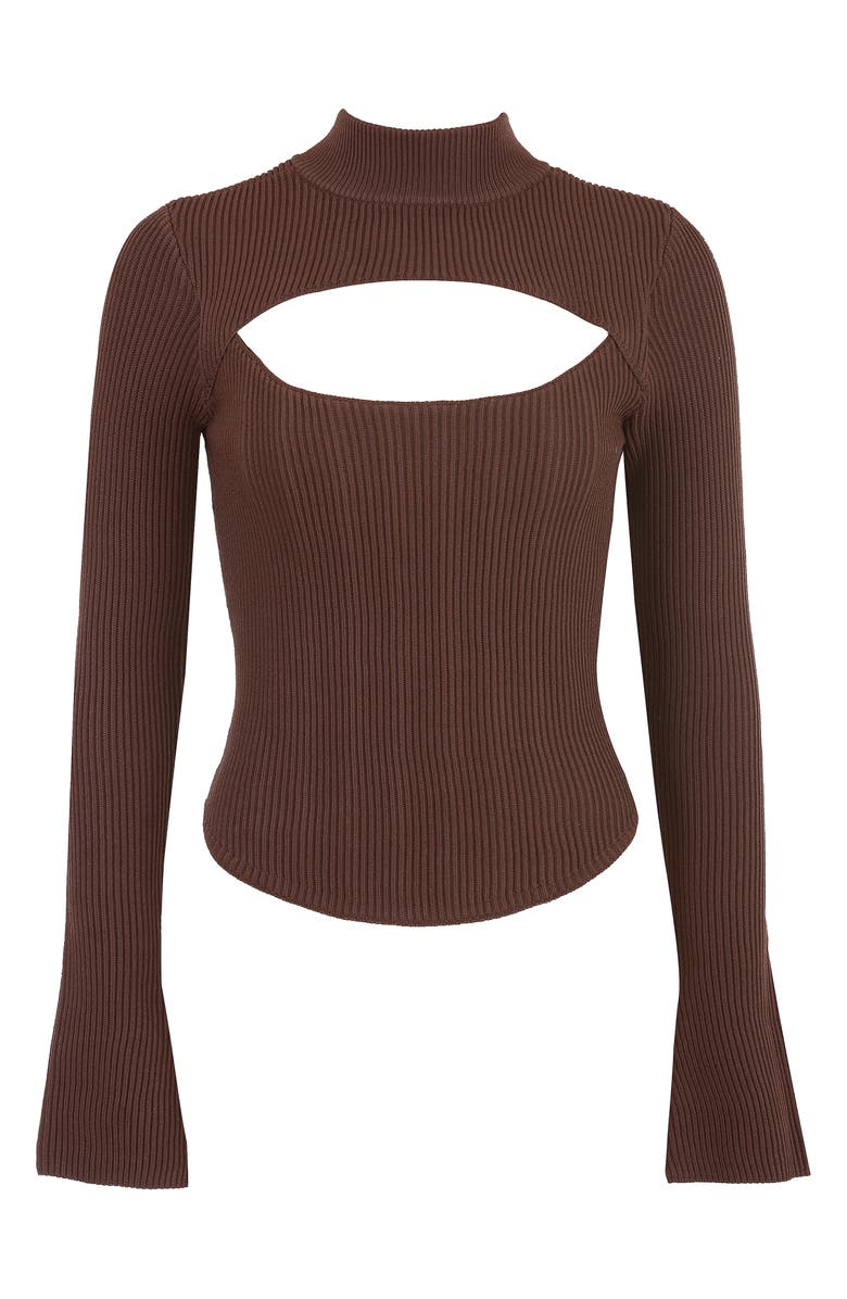 HOUSE OF CB Georgina Rib Cutout Long Sleeve Corset Top, Alternate, color, 