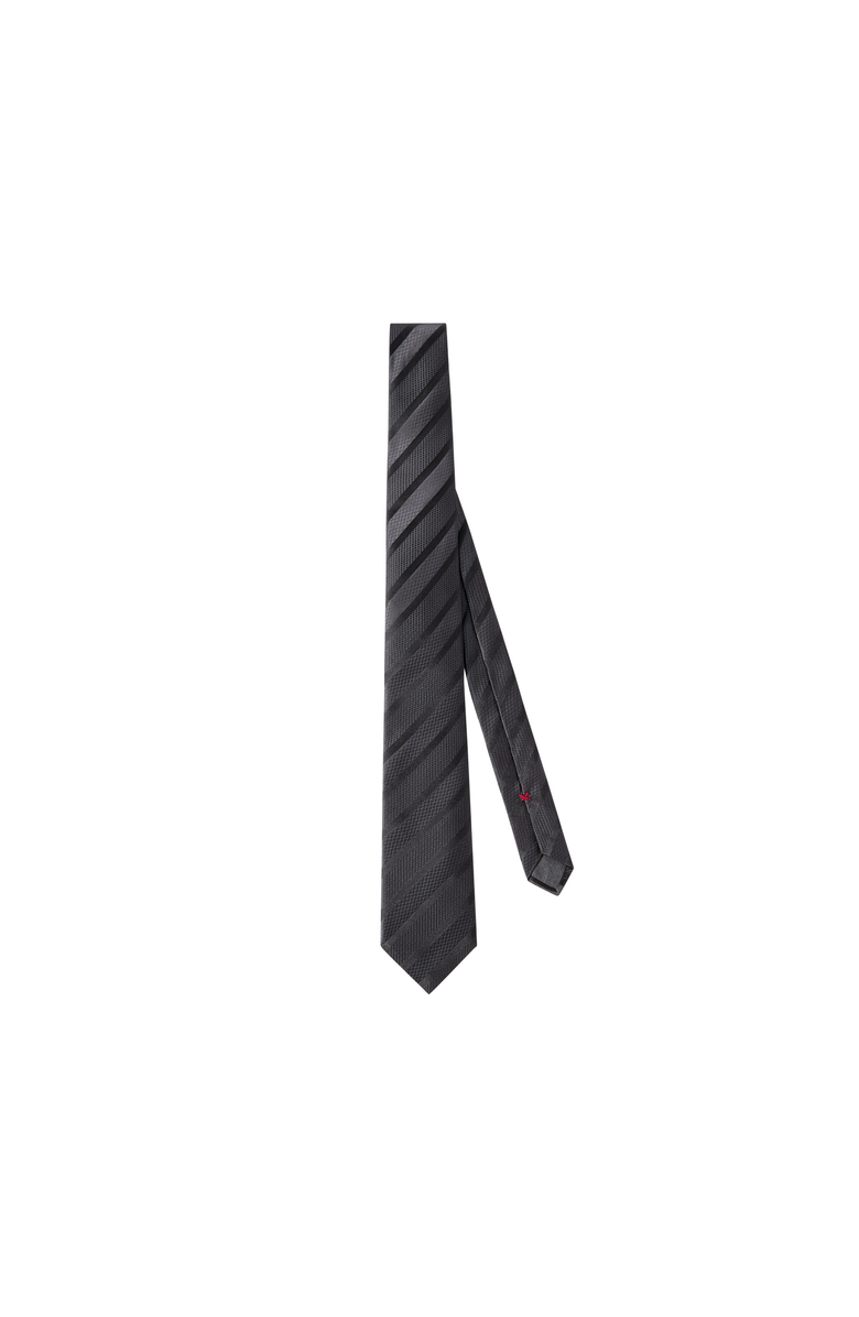 Brunello Cucinelli Texured tone-on-tone stripe silk tie, Alternate, color, Dark Grey
