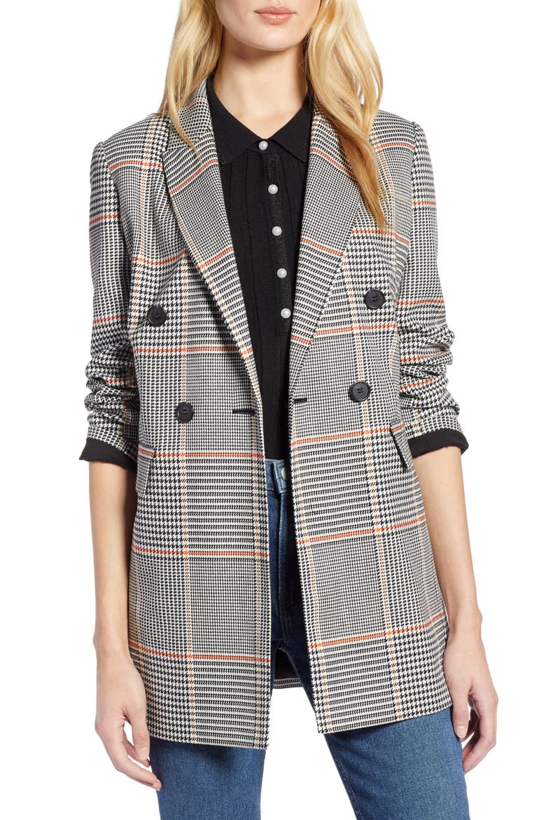 x Atlantic-Pacific Menswear Plaid Blazer, Main, color, BLACK PLAID