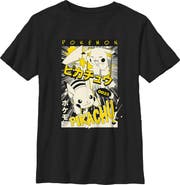 POKEMON Boy's Pokemon Pikachu 0025 Retro Manga Graphic T-Shirt