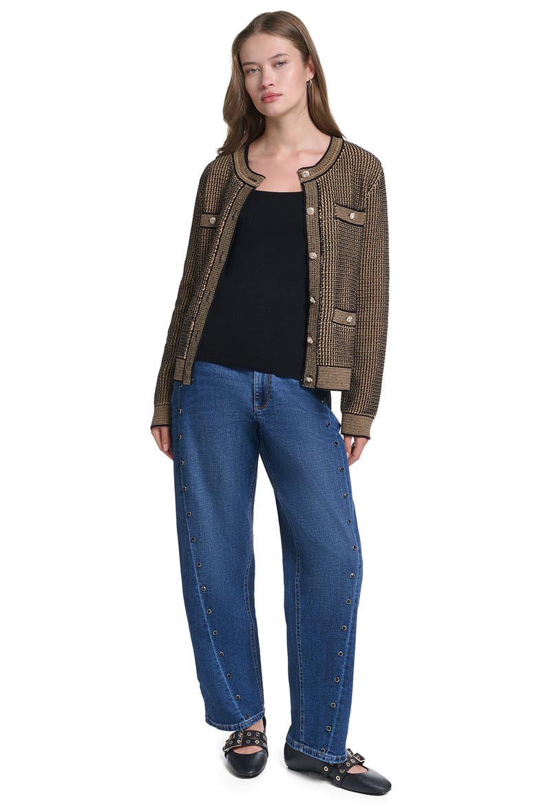 Four Pocket Cardigan, Alternate, color, BLACK/ CAMEL