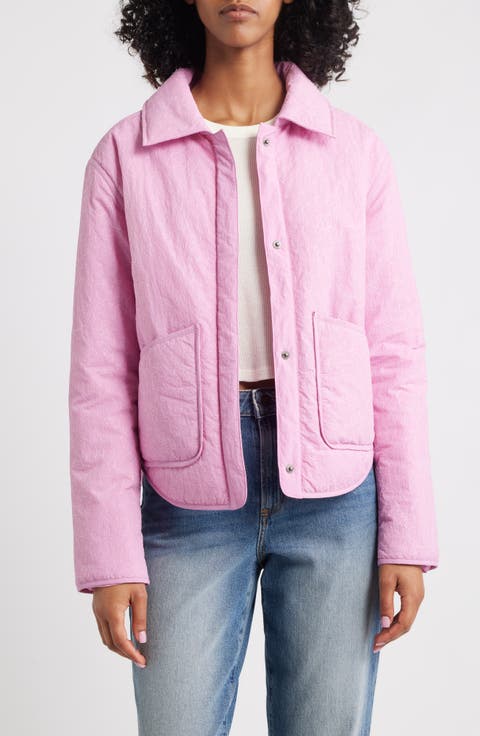 Floral Puffer Shirt Jacket