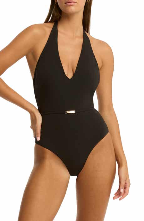 Sea Level Eclipse Halter One-Piece Swimsuit