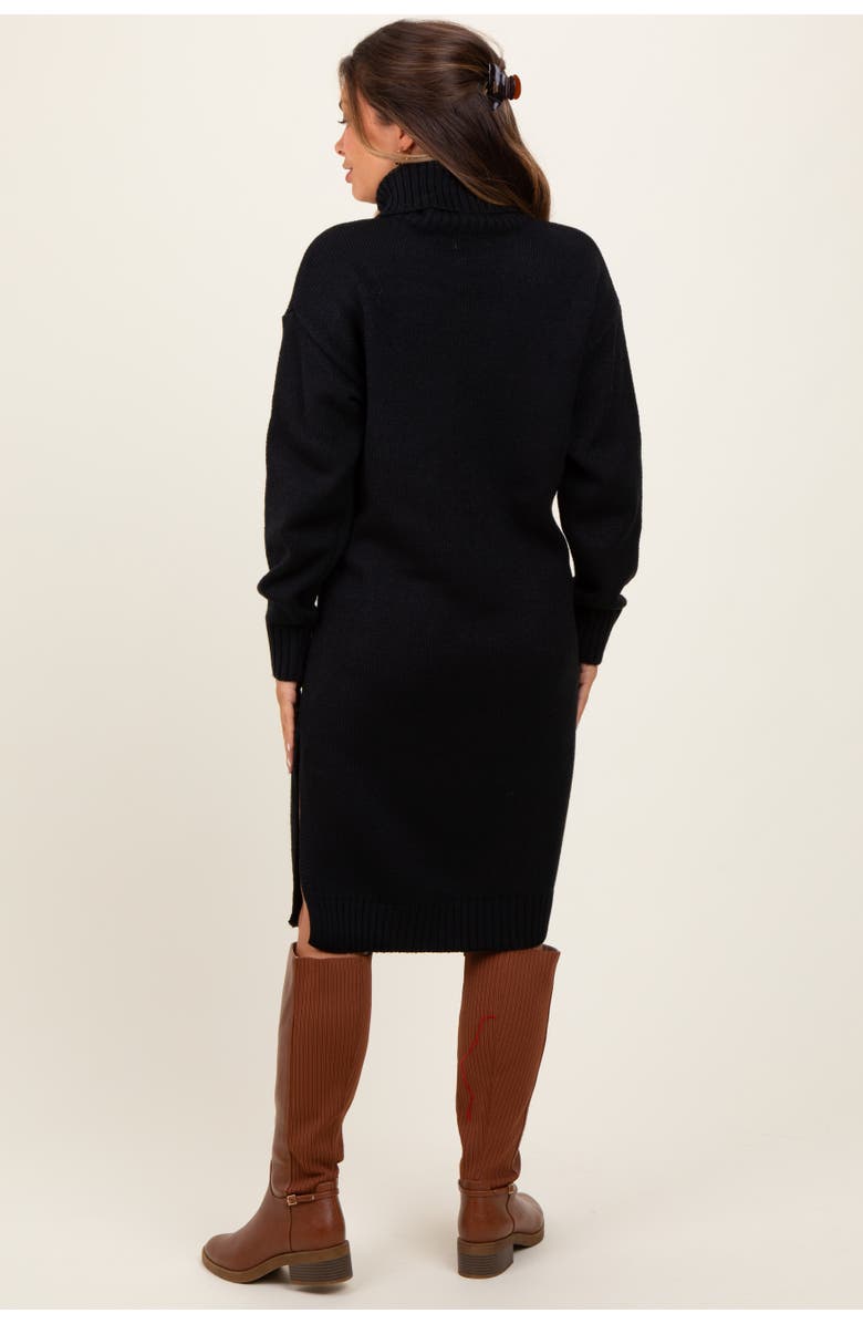 PinkBlush Turtleneck Side Slit Midi Sweater Dress, Alternate, color, Black