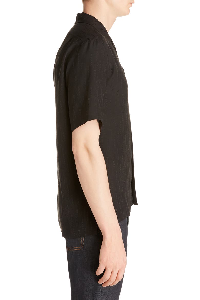 Silk Button-Up Camp Shirt, Alternate, color, BLACK