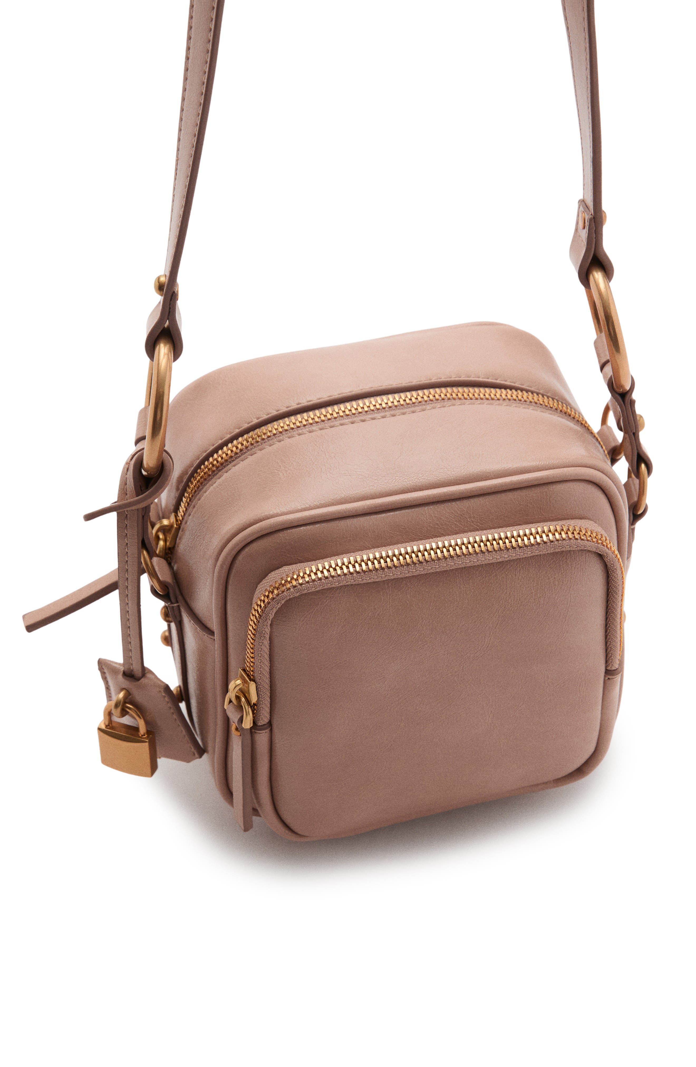 MANGO Square Faux Leather Crossbody Bag, Alternate, color, 