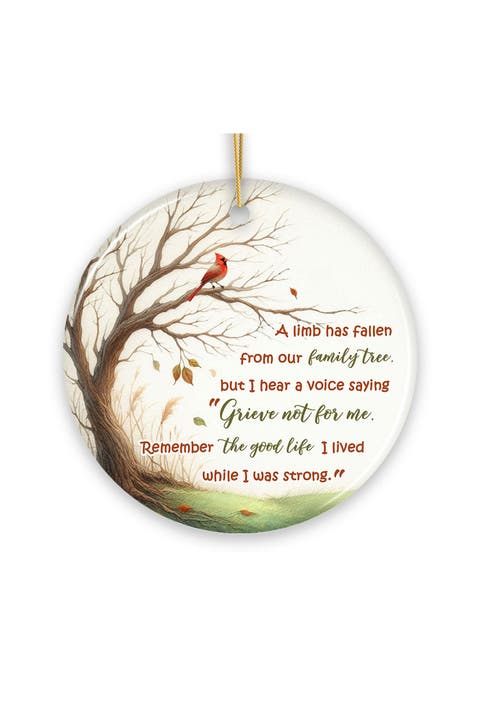 Cardinal Family Tree Memorial Ceramic Ornament