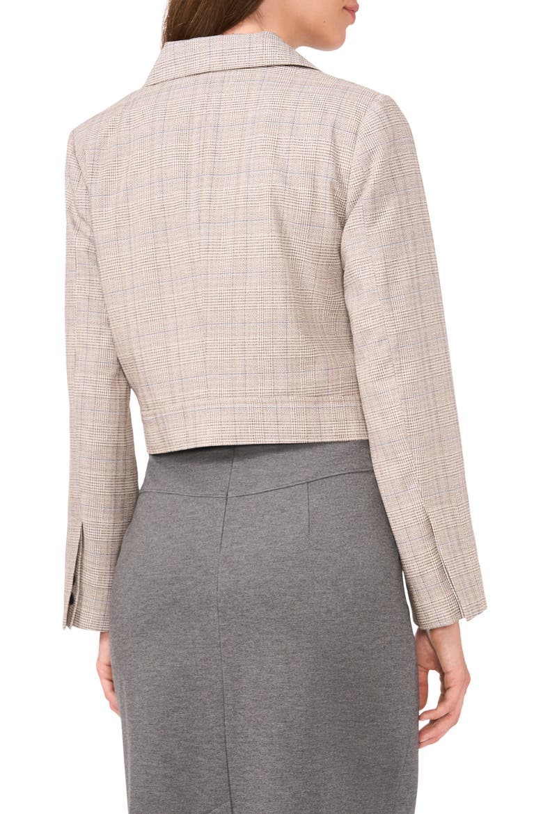 Plaid Crossover Crop Blazer, Alternate, color, WARM ASH BROWN