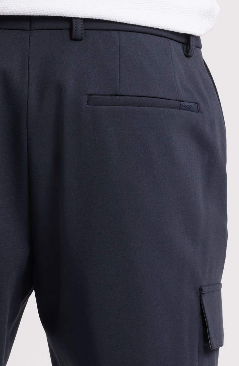 BOSS Pepe Flat Front Stretch Cargo Pants, Alternate, color, Dark Blue