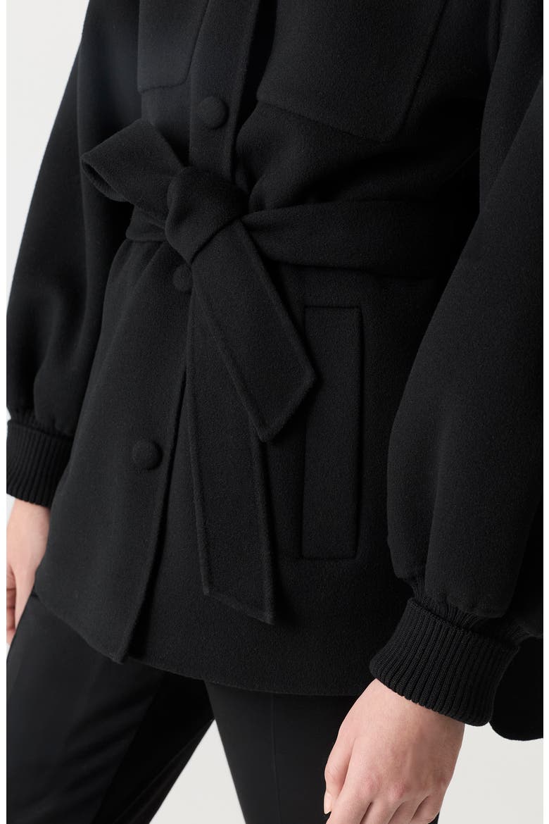 Shania Double Face Belted Wool Jacket, Alternate, color, BLACK