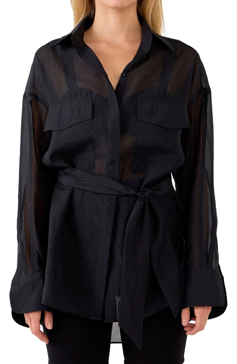 Grey Lab Sheer Overshirt, Main, color,