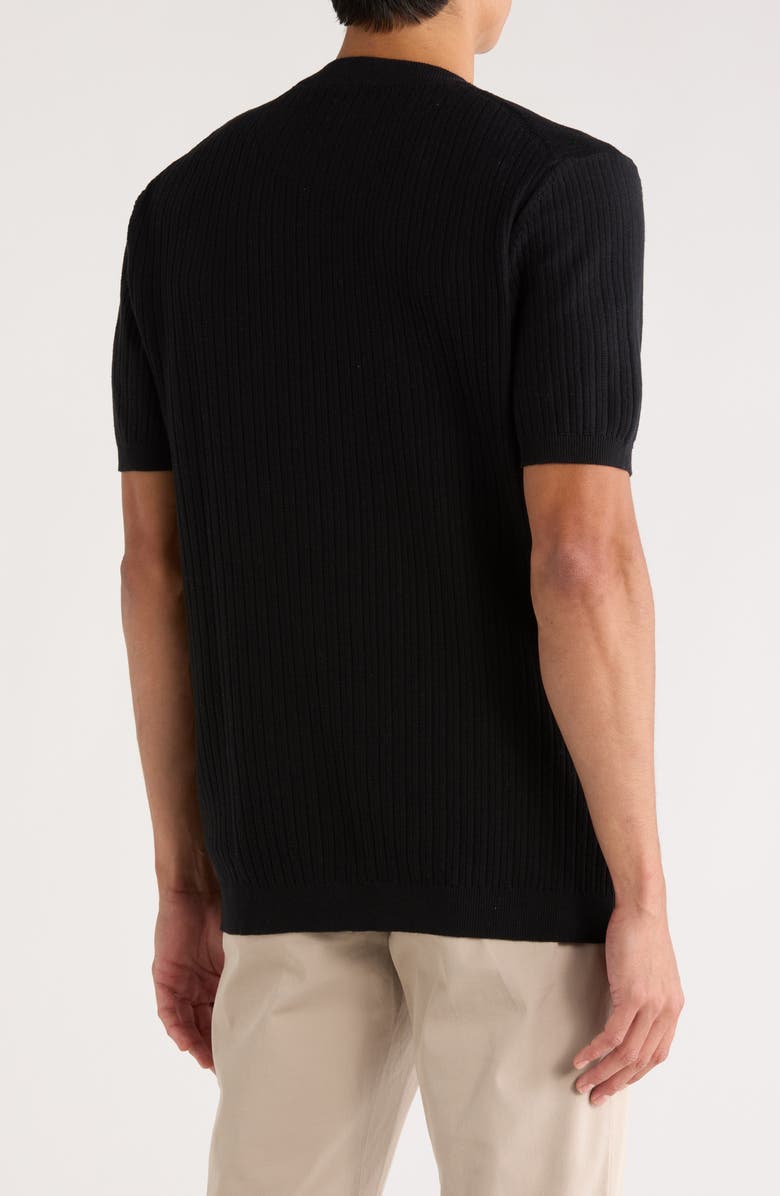 DENIM AND FLOWER Textured Short Sleeve Sweater, Alternate, color, Black