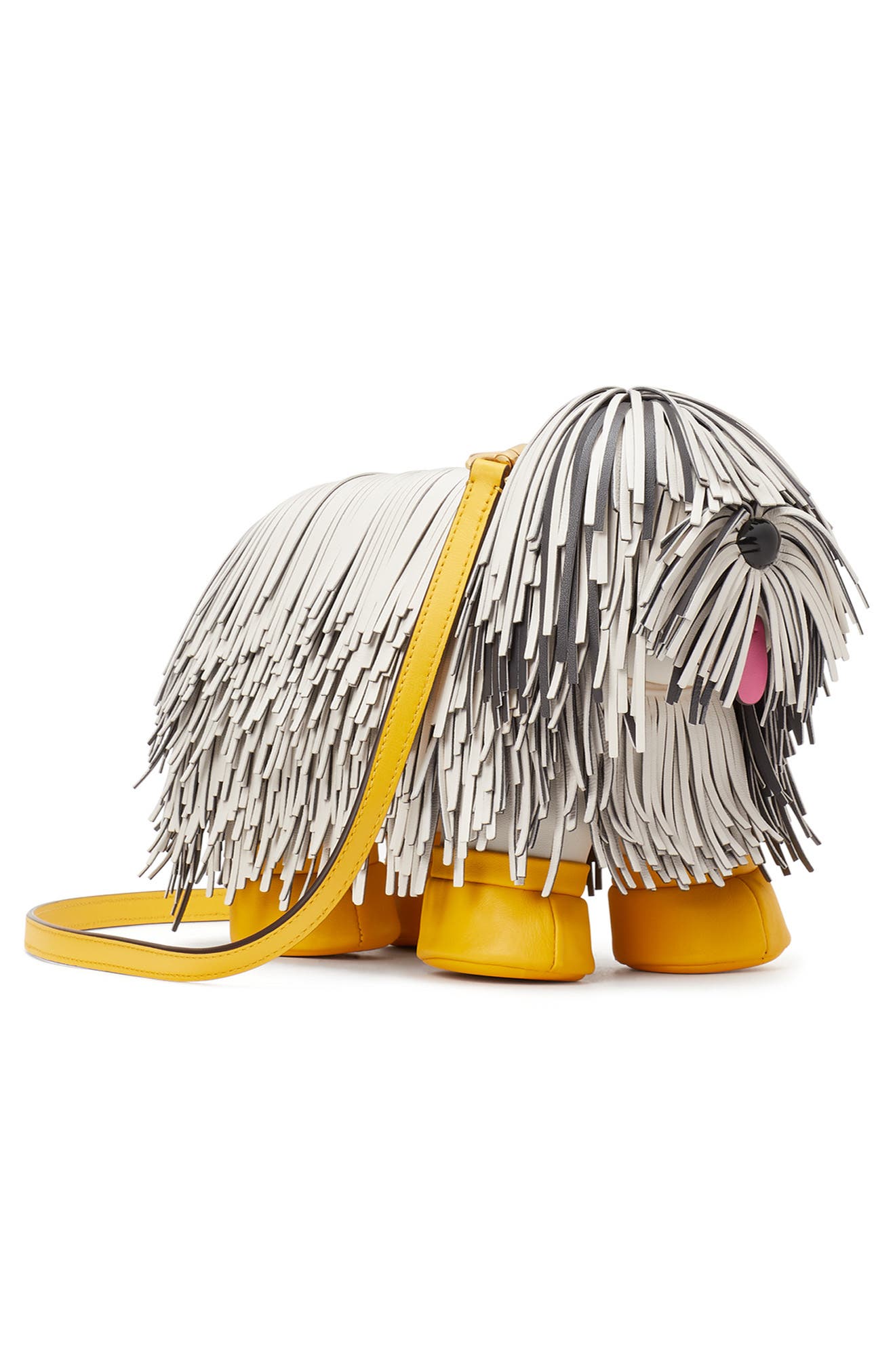 Kate Spade New York scrappy fringed dog leather crossbody bag, Alternate, color, 