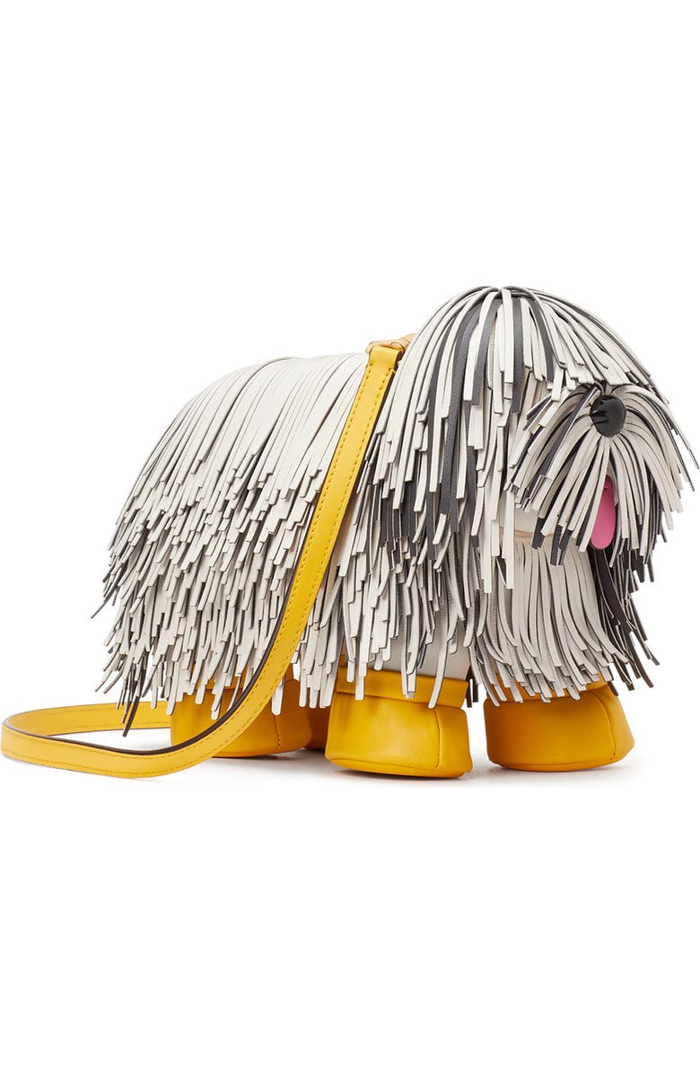Kate Spade New York scrappy fringed dog leather crossbody bag, Alternate, color,