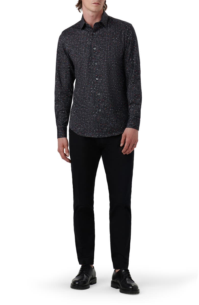 Bugatchi James OoohCotton<sup>®</sup> Abstract Print Button-Up Shirt, Alternate, color, Black